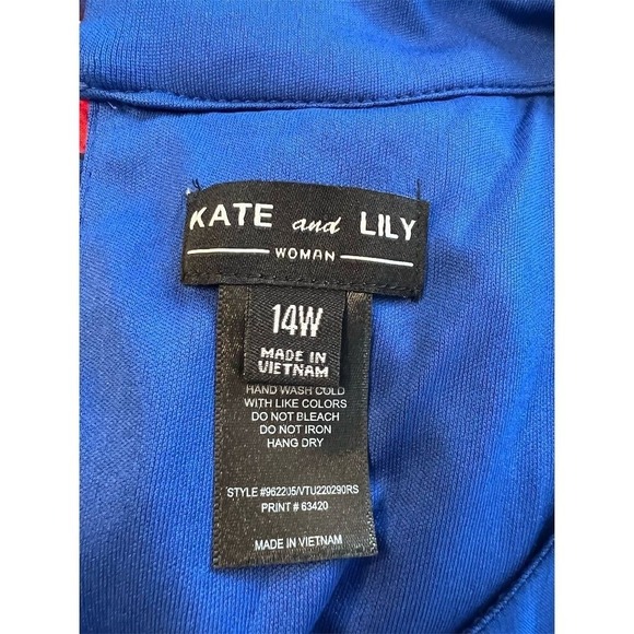 NEW Kate and Lily Women's Size 14W 14 Blue Red Floral Halter Maxi Dress Plus - Picture 4 of 9